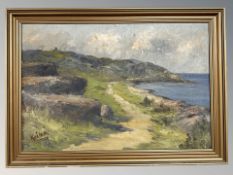 Danish School : A rocky headland, oil on canvas, 46 cm x 31 cm.