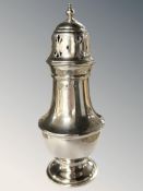 A George V silver sugar caster, Selfridges & Co, Birmingham 1934,