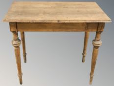 A 19th century pine side table 92 cm x 53 cm x 77 cm
