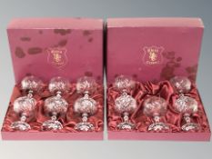 Two sets of six Edina crystal glasses, height 12.5 cm.