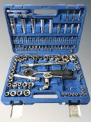 A cased socket set.