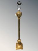An early 20th century Continental brass standard lamp