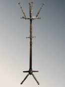 A beech hat and coat stand,