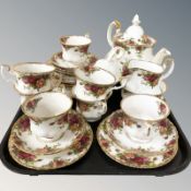 Twenty four pieces of Royal Albert Old Country Roses tea china.