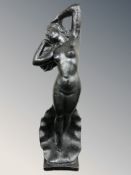 A painted chalk statue of a female nude, height 106 cm.