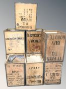 Nine vintage tea chests
