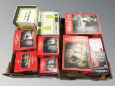 A quantity of boxed continental drinking glasses.