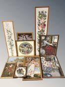 A collection of needlework tapestries.