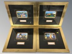 After Martin Laverty : Four colour prints depicting fishermen and golfers, each 10 cm x 15 cm,