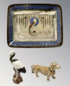 A Royal Doulton Titanian pattern rectangular plate, depicting a bird of paradise, width 20.