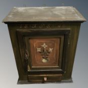 A Scandinavian painted pine single door wall cabinet, width 54 cm.