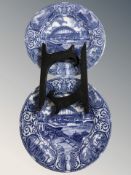 Two Maling North-East Coast Industries Exhibition 1929 blue and white plates,