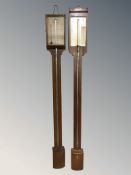 A walnut mercury barometer by F Bryde, Copenhagen, plus a further Danish stick barometer.