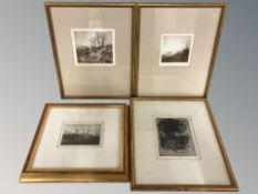 After John Falconar Slater (1857-1937) : Entrance to the Farm, monochrome etching, 16 cm x 12 cm,