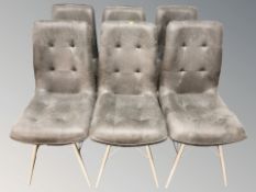 Six contemporary Danish dining chairs in grey upholstery