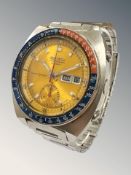 A gent's stainless steel Seiko 'Pogue' Chronograph Automatic calendar wristwatch, Ref.