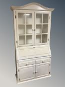 A painted pine bureau bookcase,