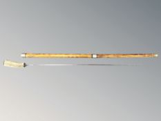 An early 20th century swordstick with antler handle, length 94 cm.