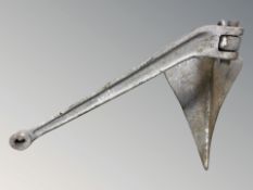 A galvanised anchor, length 74 cm.