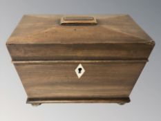 A 19th century mahogany sarcophagus tea caddy, width 21 cm.