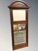 An antique continental sectional mirror, 42.5 cm x 98 cm.