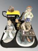 A Ringtons novelty teapot, a Capodimonte figure of a watchmaker,