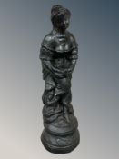 A painted chalk figure of a lady, height 84 cm.