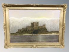 B Garss (20th Century) : Bamburgh Castle, oil on board, 50 cm x 75 cm.