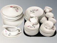 Forty six pieces of Royal Doulton Pillar Rose tea and dinner china.