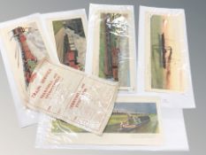 After C Hamilton Ellis : Five colour lithographs depicting locomotives, each 19 cm x 59 cm,