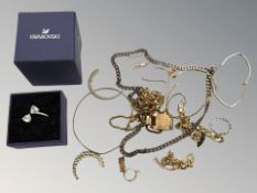 A Swarovski ring and a small group of costume jewellery,