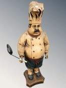 A composition figure of a chef, height 114 cm.