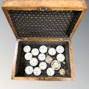 Two silver pocket watches and fourteen movements taken from 18ct gold cases,