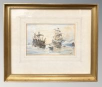 Buckley (Early 20th century) : Genovese ships, watercolour, 19 cm x 12 cm.