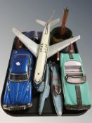 Vintage tin plated toys, police car,