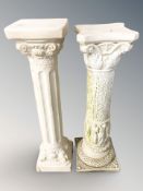 A pair of composition stone pedestals, height approximately 77 cm.