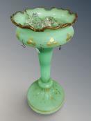 A Victorian glass lustre with drops