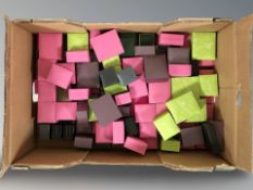 A box of empty ring and jewellery boxes.