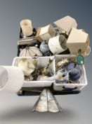 A pallet containing decorative table lamps, ceramic and metal examples,