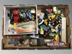 A box of model vehicles, play worn cars,