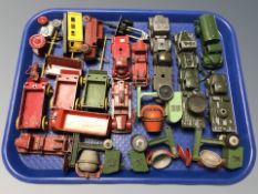 Vintage die cast vehicles, cement mixers,