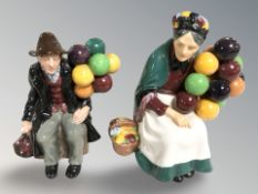Two Royal Doulton figures 'The Balloon Man' HN1954 and 'The Old Balloon Seller' HN1315.
