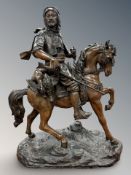After Barye Fils & Emile Guillemin: An impressive bronze statue modelled as an Arabian huntsman on