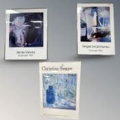Three gallery exhibition colour prints including Christine Swane, largest 60 cm x 51 cm overall.