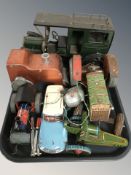 Vintage tin plate and toys including Intercity service, helicopter,