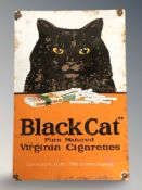 An enamel metal sign 'Black Cat' 20 cm x 30 cm