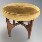 A G Plan teak circular dressing table stool