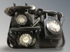 Three vintage telephones