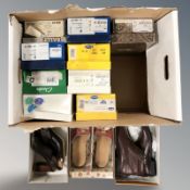 A quantity of shoes, some un-used pairs,