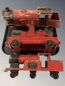 Three wooden locomotive nursery vehicles